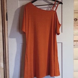 Orange Cold Shoulder Dress